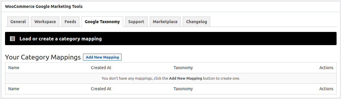 Google Taxonomy Tab